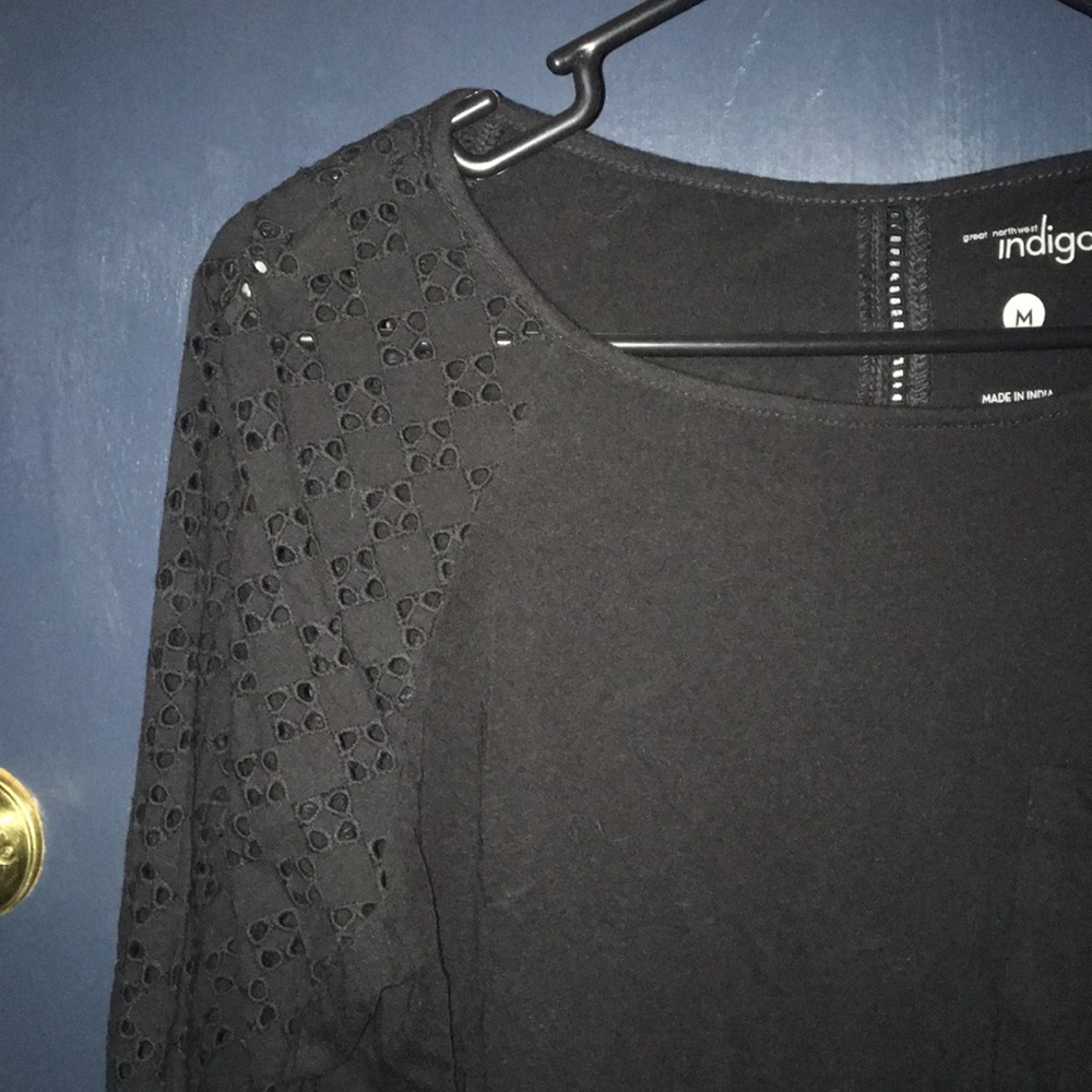 Black long sleeve, with lace sleeves.